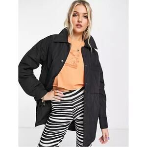 ASOS Monki Liv Quilted Jacket Womens Small Black New